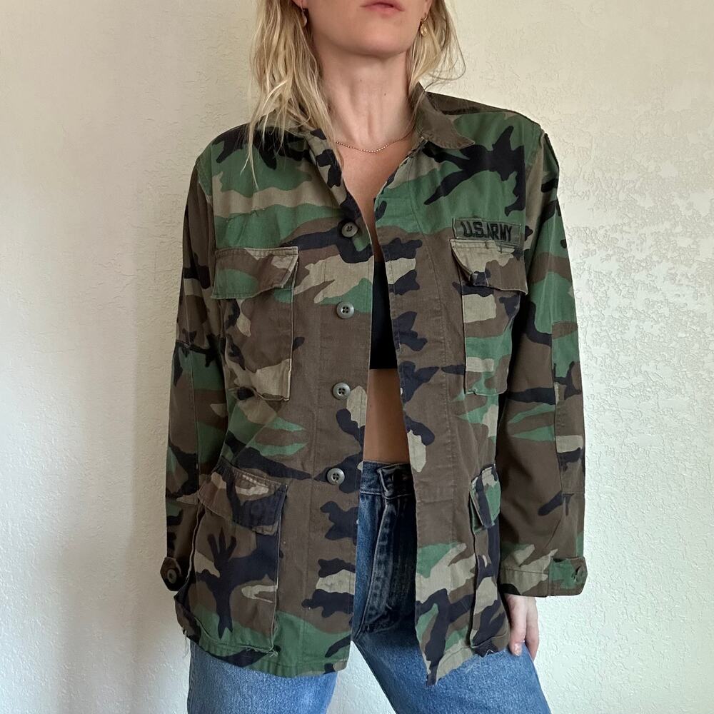 Vintage Camo Army Woodland Field Jacket